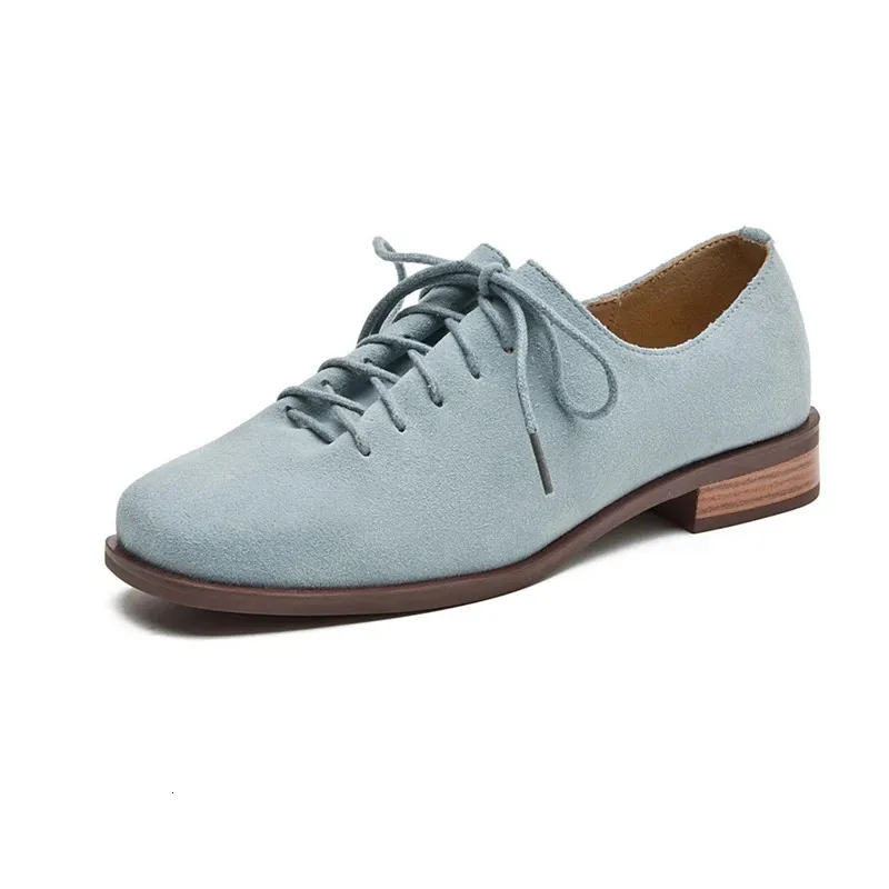 Loafer Schnürschuhe aus echtem Wildleder im Oxford-Stil, große Größen, britischer Stil, Damenschuhe 250321_voghion.com
