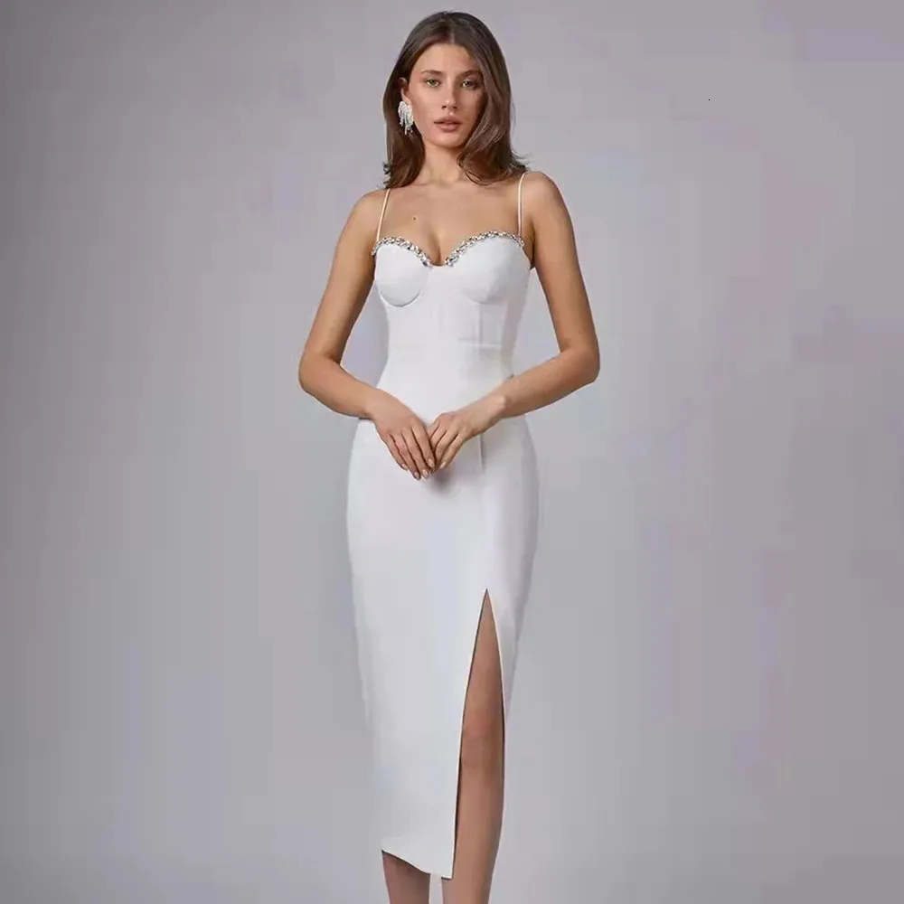 Bodycon Ropa Bandage Al Por Mayor Spaghetti Strap Beaded Dress For