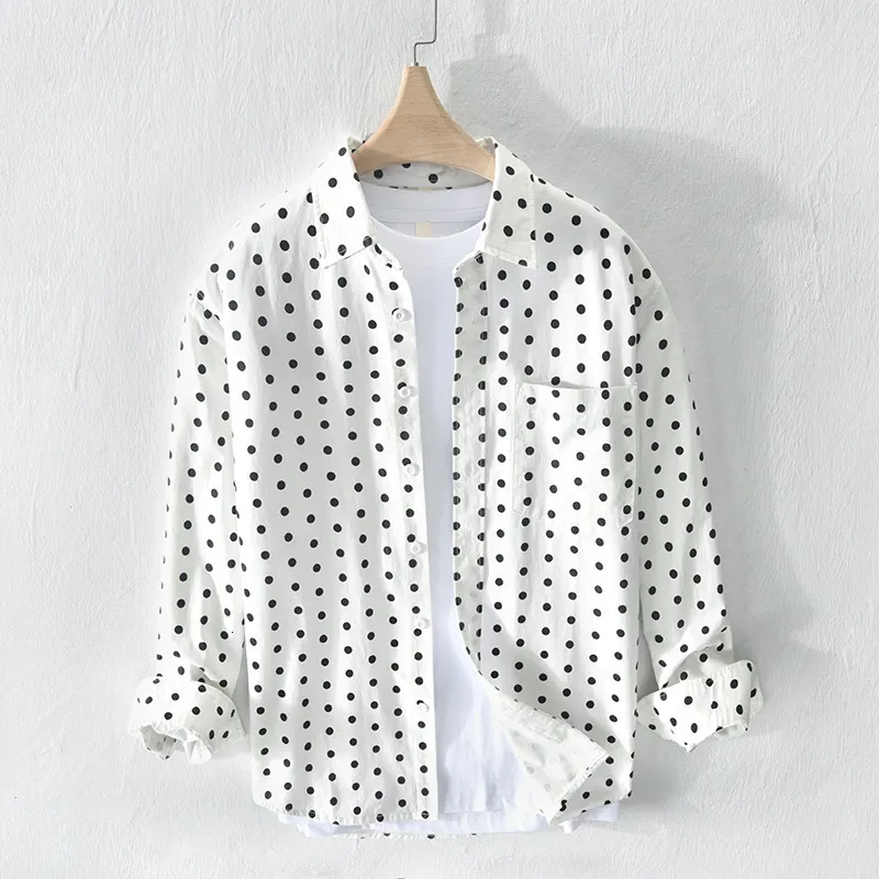 Camisa De Manga Larga De Lunares Casuales Para Hombres: Diseño