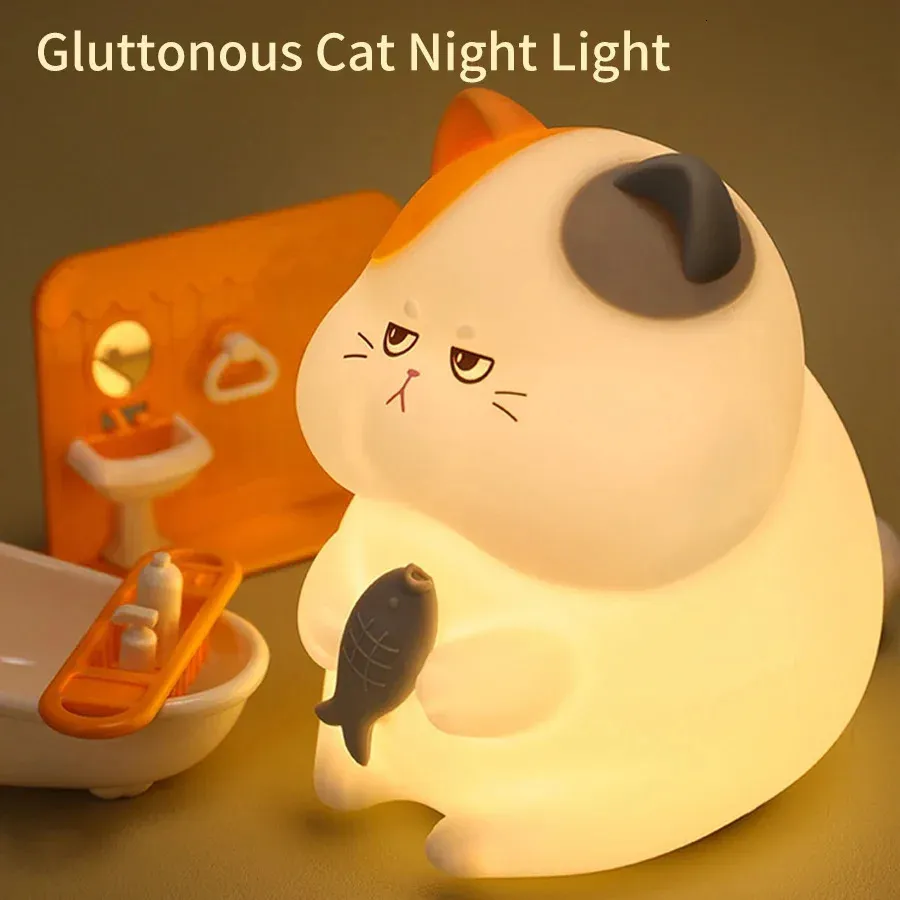 Save Big on Bulk Cat Gift Silicone Night Light Delicious Rechargeable  Silicone Cat Night Lights Touch Control Animal Fish Pattern Bedside Table  Decor ..., image size:900x900