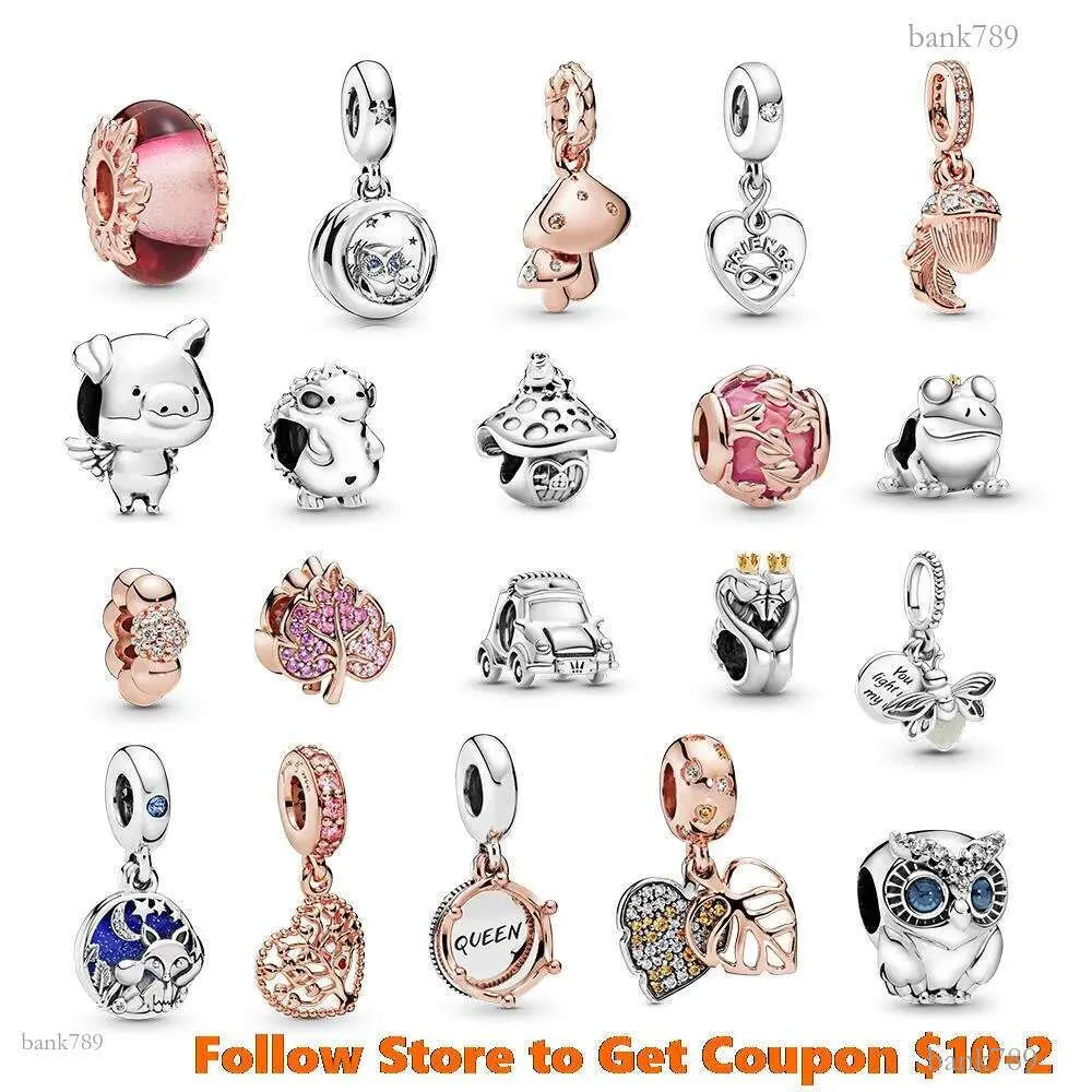 925 Silver Fit Charm Bracelet Bead Pink Pave Queen Regal Crown Charmes Ciondolo DIY Fine Beads Jewelry_voghion.com