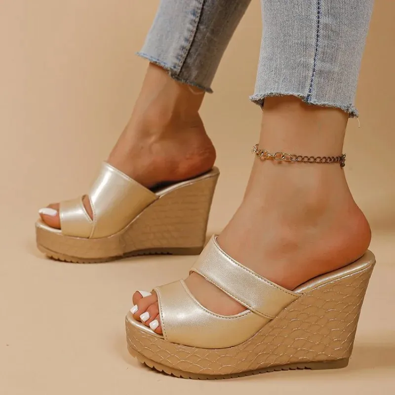Womens Wedge Platform Slippers Summer Sexy High Heel Sandals Fashion Open Toe Beach Shoes For Women Zapatos De Mujer_voghion.com