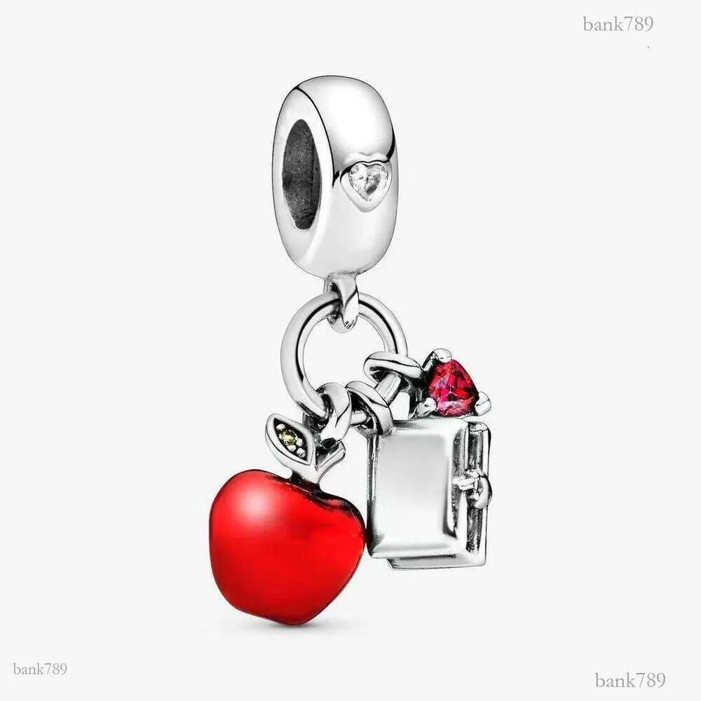 Authentic 925 Silver Beads Red Enamel Apple Heart Charm Slide Bead Charms Fits European Style Jewelry Bracelets Murano_voghion.com
