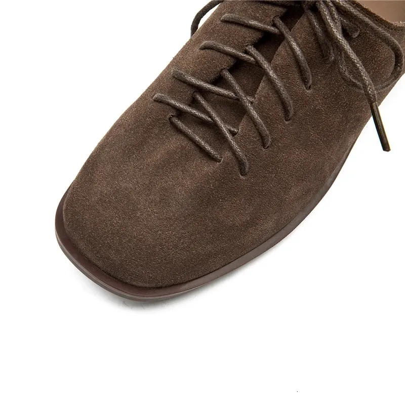Loafer Schnürschuhe aus echtem Wildleder im Oxford-Stil, große Größen, britischer Stil, Damenschuhe 250321_voghion.com
