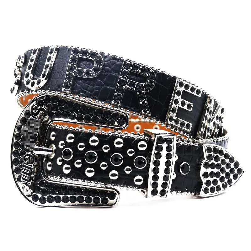 Designer Belt Bb Simon Belt Men Women Rhinestone Belt  display picture 3