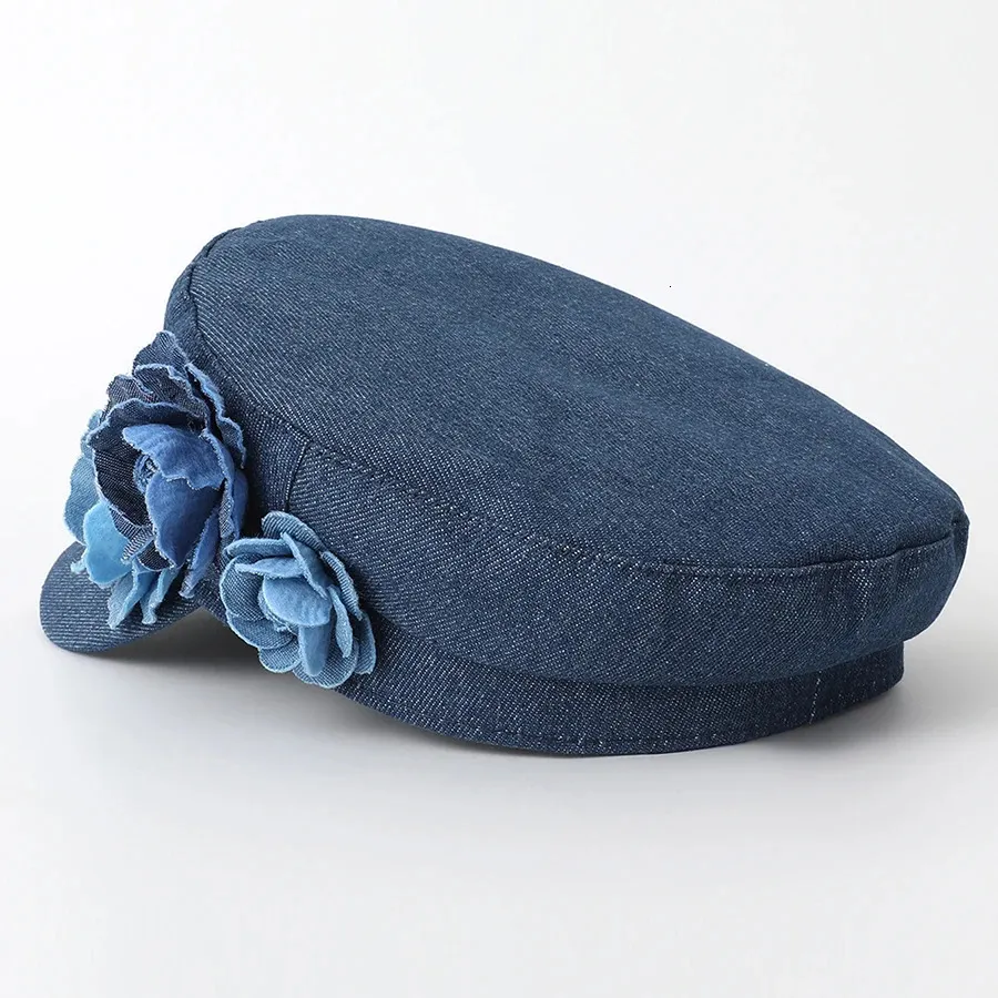 Denim Beret Hat for Women Casual Hip-Hop Fashionable Accessory Blue Denim Beret Classy French Paris Ski Hat for Women and  main image 2