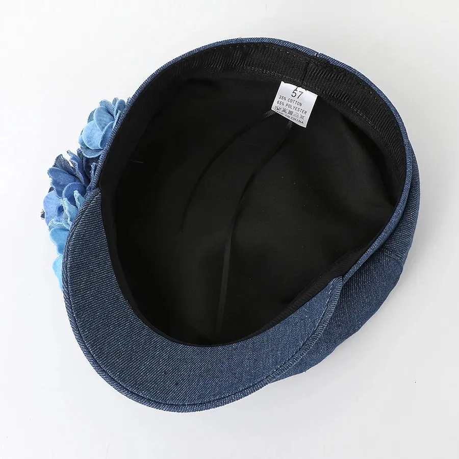 Denim Beret Hat for Women Casual Hip-Hop Fashionable Accessory Blue Denim Beret Classy French Paris Ski Hat for Women and  main image 4