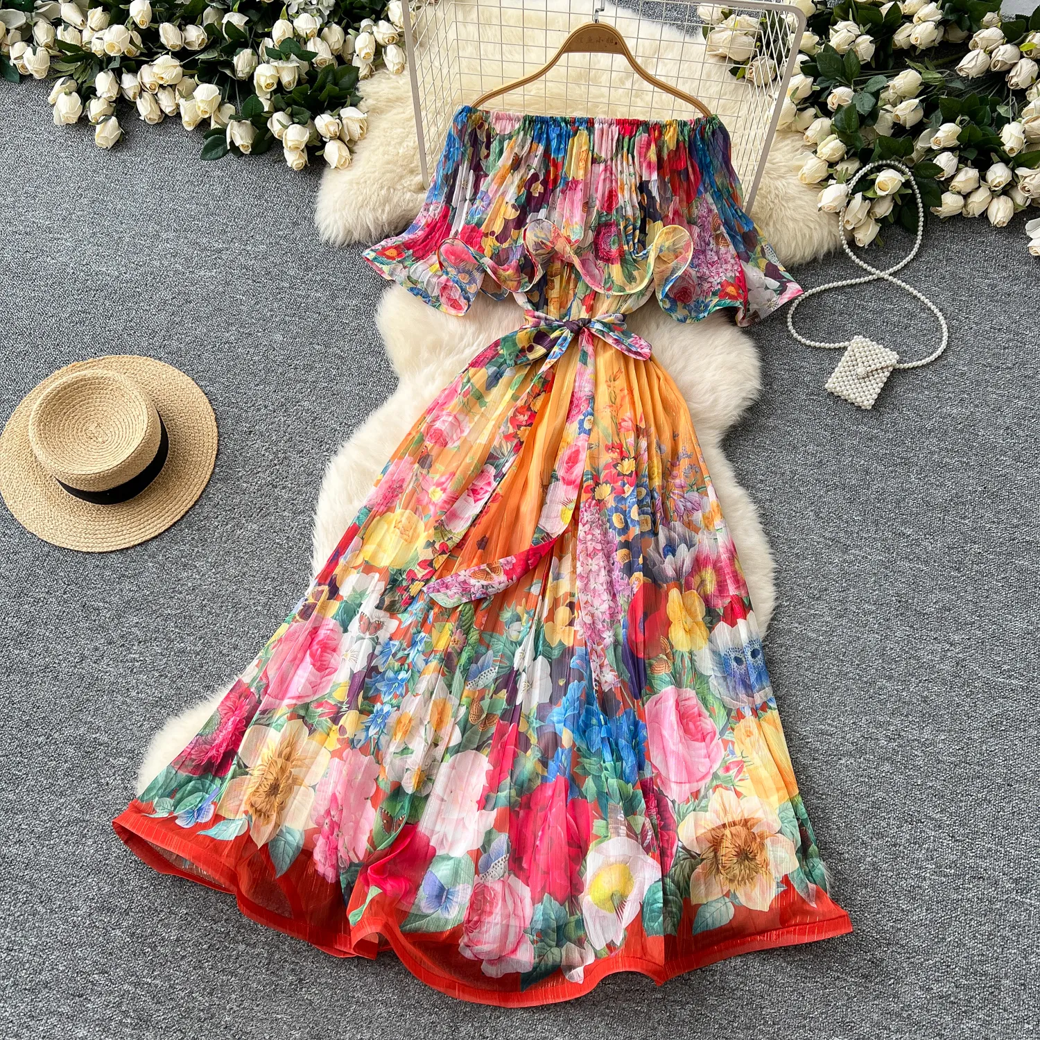 linen blend a line dress Sweetheart Neckline A-Line Wedding Dress with Slit – HAREM's Brides main image 1