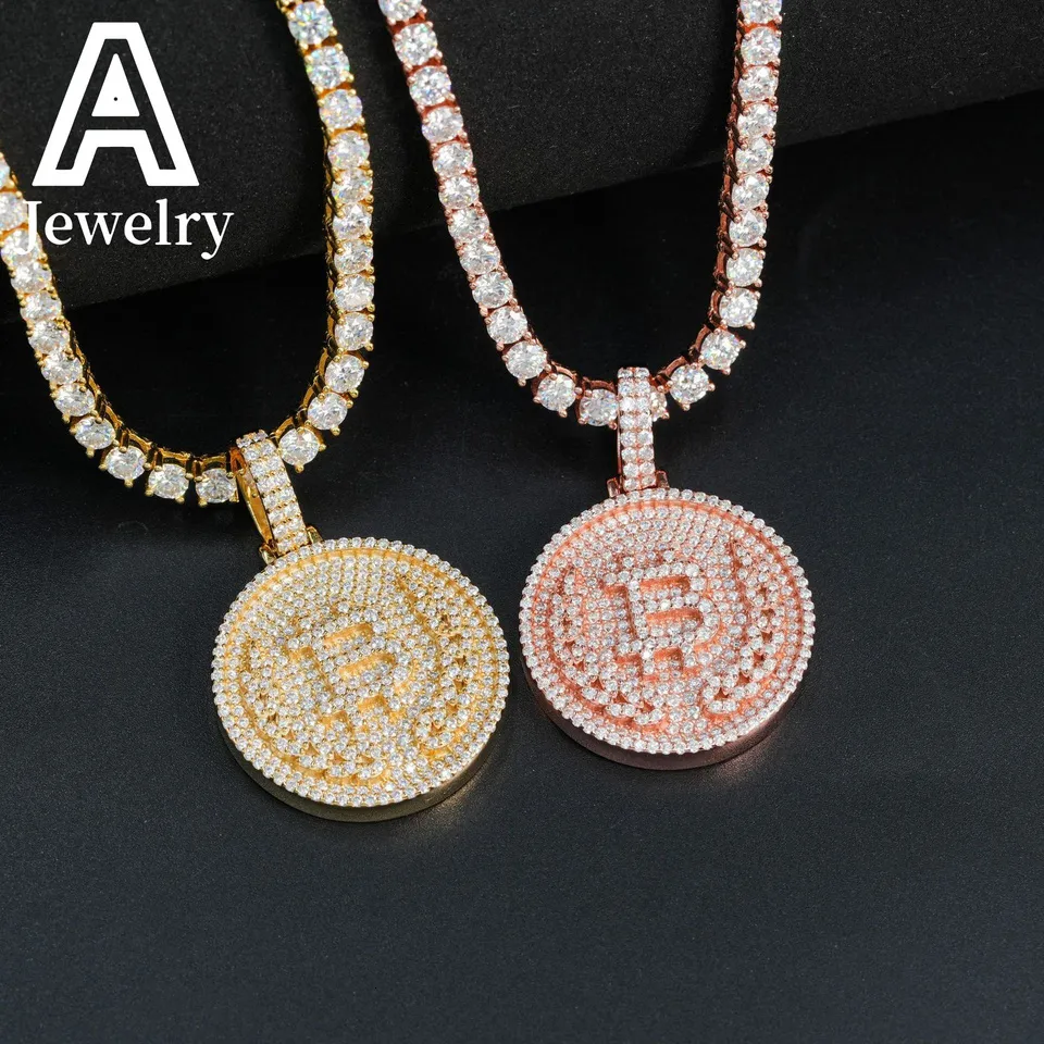 ☆ DHgate Moissanite 악센트가있는 스털링 실버 코인 펜던트, 커스텀 아이스 아웃 보석 디자인 | 신상품 바로 구매