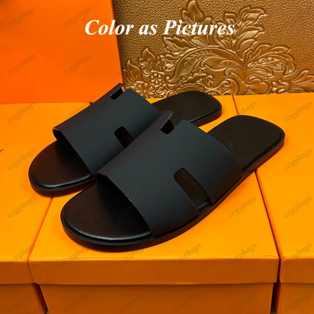 Galerie Des Tanneurs Slides Sandals Black Leather Mens Size 8.5 Designer H HERMES H CHYPRE BLACK CALFSKIN LEATHER SANDALS SHOES FLAT  main image 4