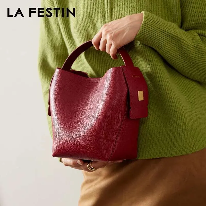 Lafestin - Bolso De Hombro De Cuero Genuino Para Mujer Con C
