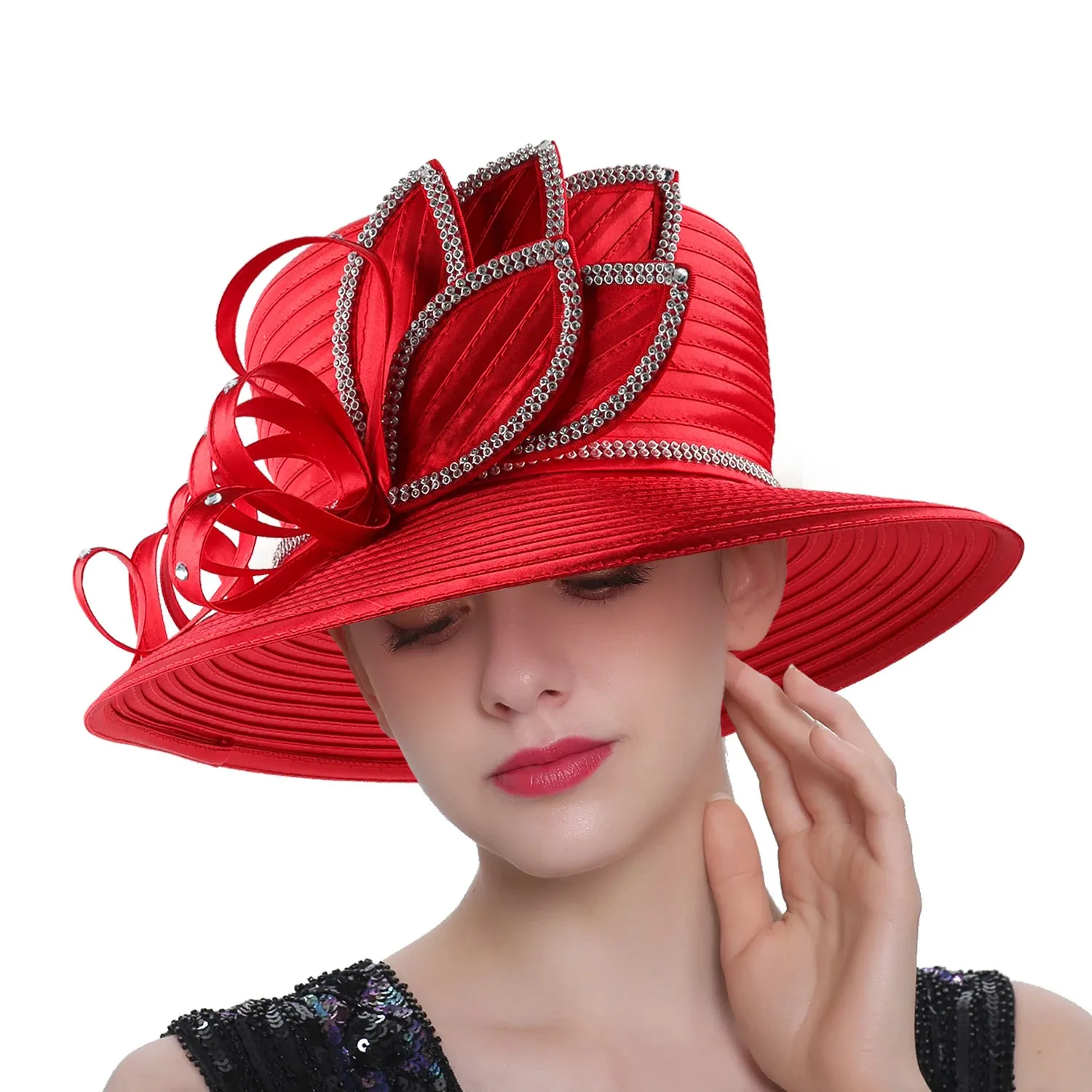2762 Dress Hats For Women Church Suitable For Church Wearing Elegant Charming Satin Feather Church Hats For Women ... From Zhao05  main image 3