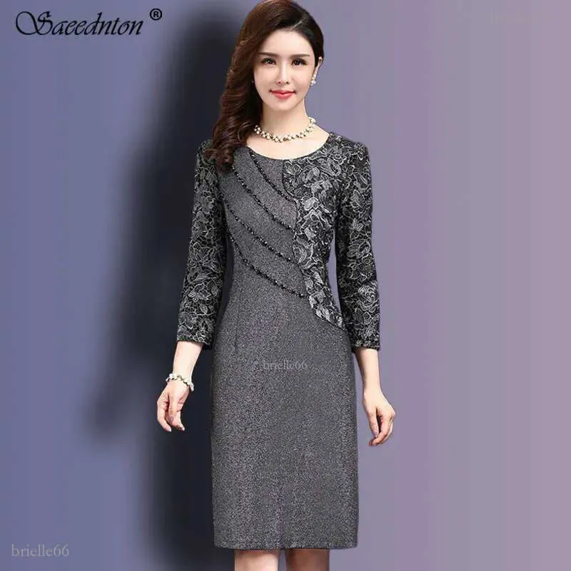 Women Sexy Dress 2019 Autumn Elegant Women Winter 3/4 Sleeve Knee Length  Vintage OL Work Bodycon Lace Crochet Dresses Vestidos CJ191206 From  Brielle66, $24.47 | DHgate.Com