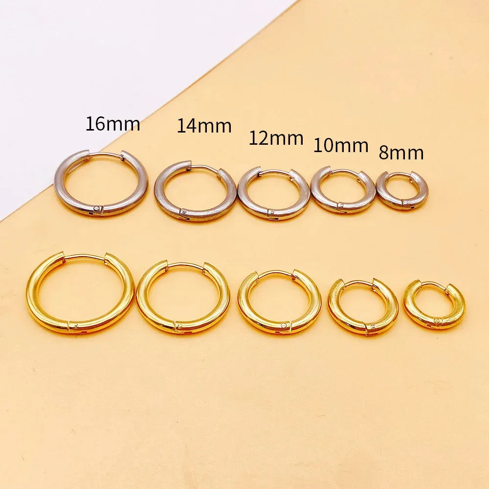 LATS 2024 Stainless Steel Small Hoop Earrings Suitable For Women 8mm To 20mm Round Cartoon Earplugs Perforated Fashion_voghion.com