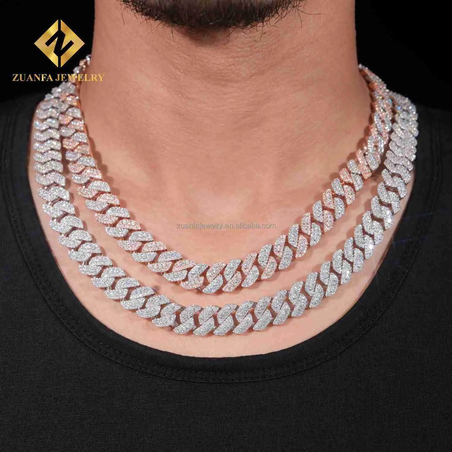 Best Selg 13mm Rows Two Tone Color Iced Out Hip Hop... From Moissanite ...