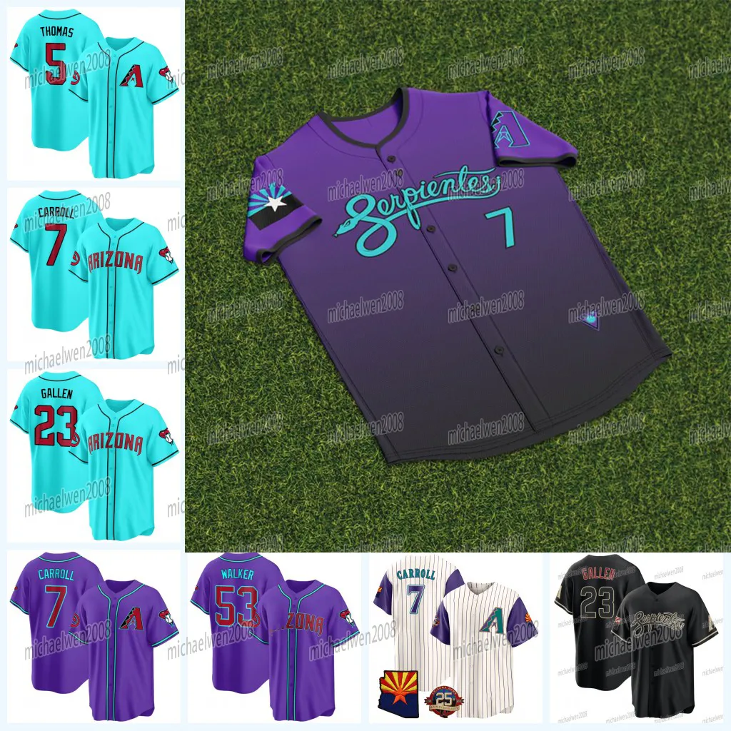 thumbnail image 2 of 2025 City Connect Corbin Carroll Arizona Diamondbacks Jersey – Custom MLB Purple 2 of 4