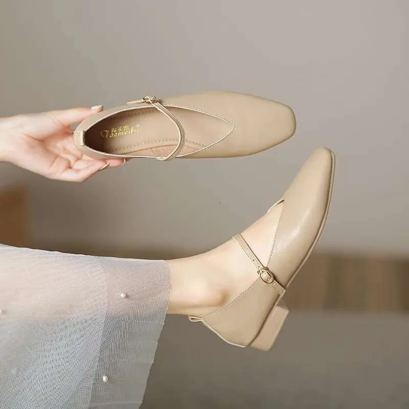 Wholesale Versatile Womens Chunky Square Toe Low Heel Shoes Wide Fit, Micro  Suede Leather, Buckle Strap, Rubber Outsole, Comfortable Office Dress Shoes  With Chain Accent, Spring Fall At Only $40.1 | DHgate.Com