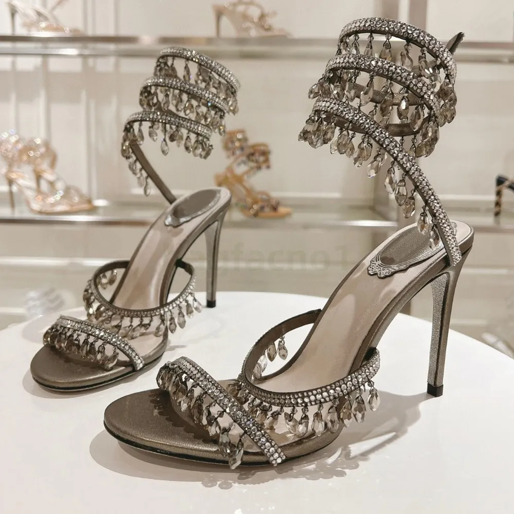 Kristall Heeled Schuhe: Elegante Strass Hochheel Sandalen Mit