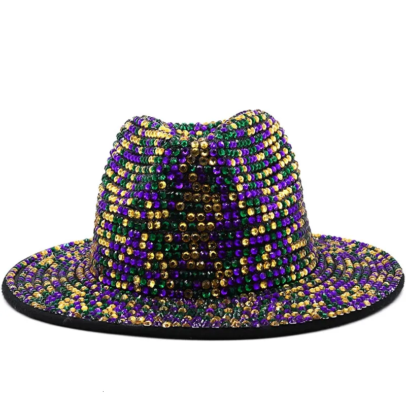 Rhinestone fedora Jazz Hats Cowboy Hat For Women And Men Double-sided Color Rhinestone fedora Jazz Hats Cowboy Hat For Women And Men  main image 3