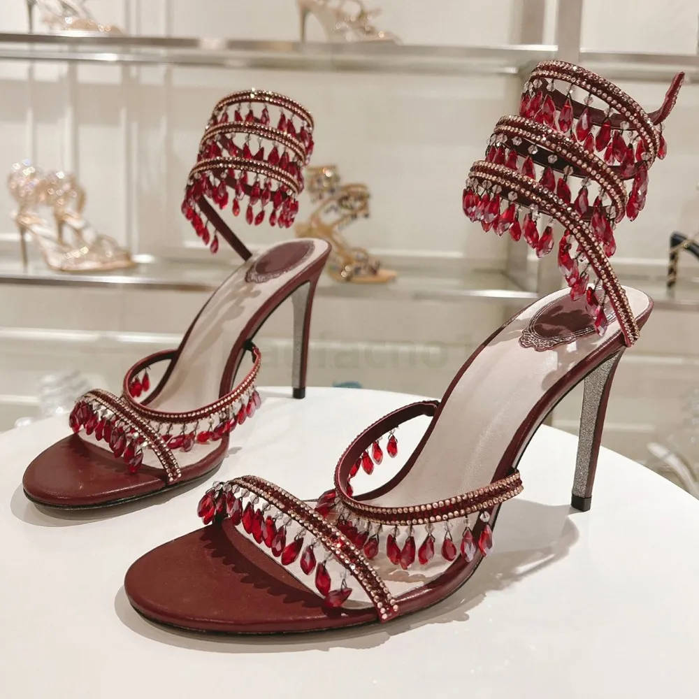 Tacchi Sandali A Spilotto: Set Di Sandalo Di Lusso In Pelle Di Design In  Pelle Di Strass Da 52,08 � | DHgate