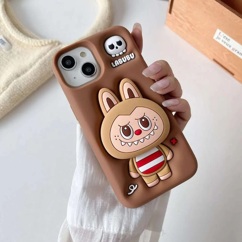 Labubu IPhone 16 Pro Max Silicone Case 3D Cute Cartoon Bracket