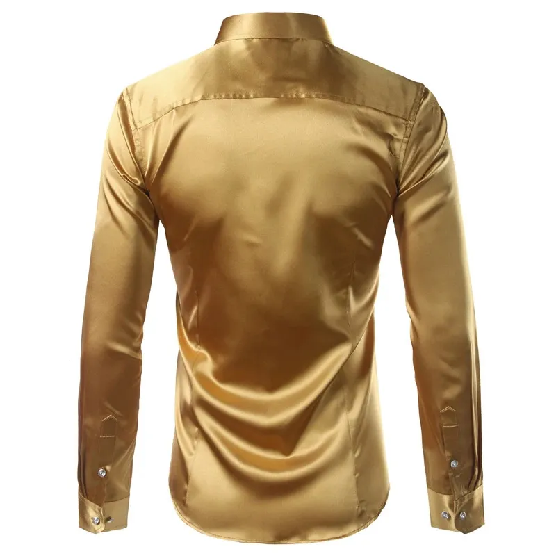 green emerald velvet dress Gold Cotton Shirt, Mens L main image 1