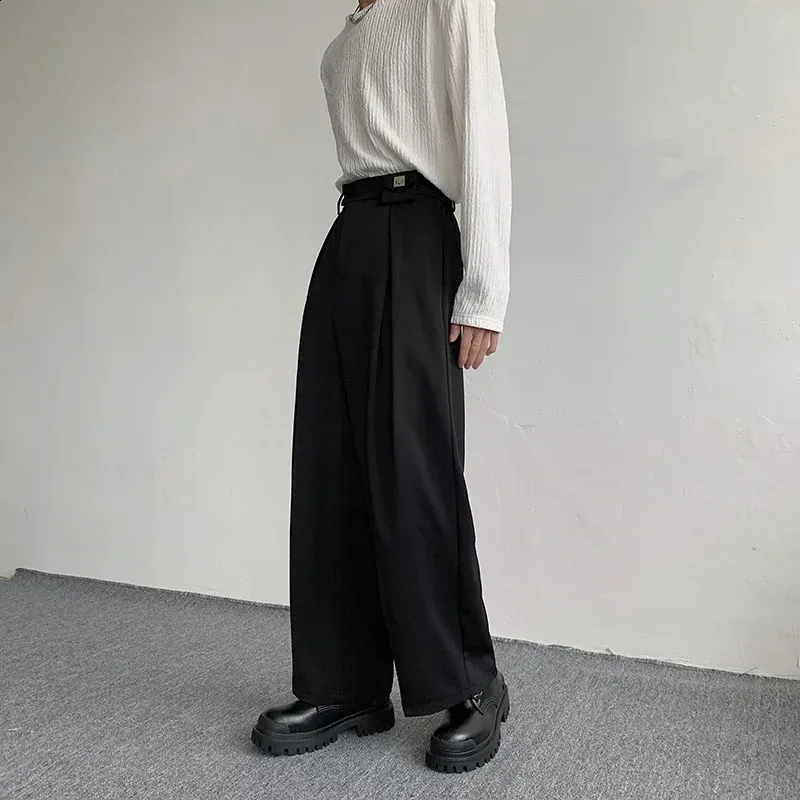 lace up loose dress High Quality Vintage Oversized Loose Gradient Belt Lace Up O Neck Pleated Long Dress gray / One Size