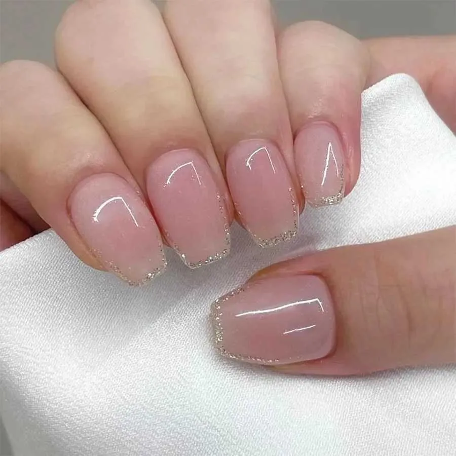 XJ250327 Short Square Acrylic Fake Nails  From Taiho_shop1