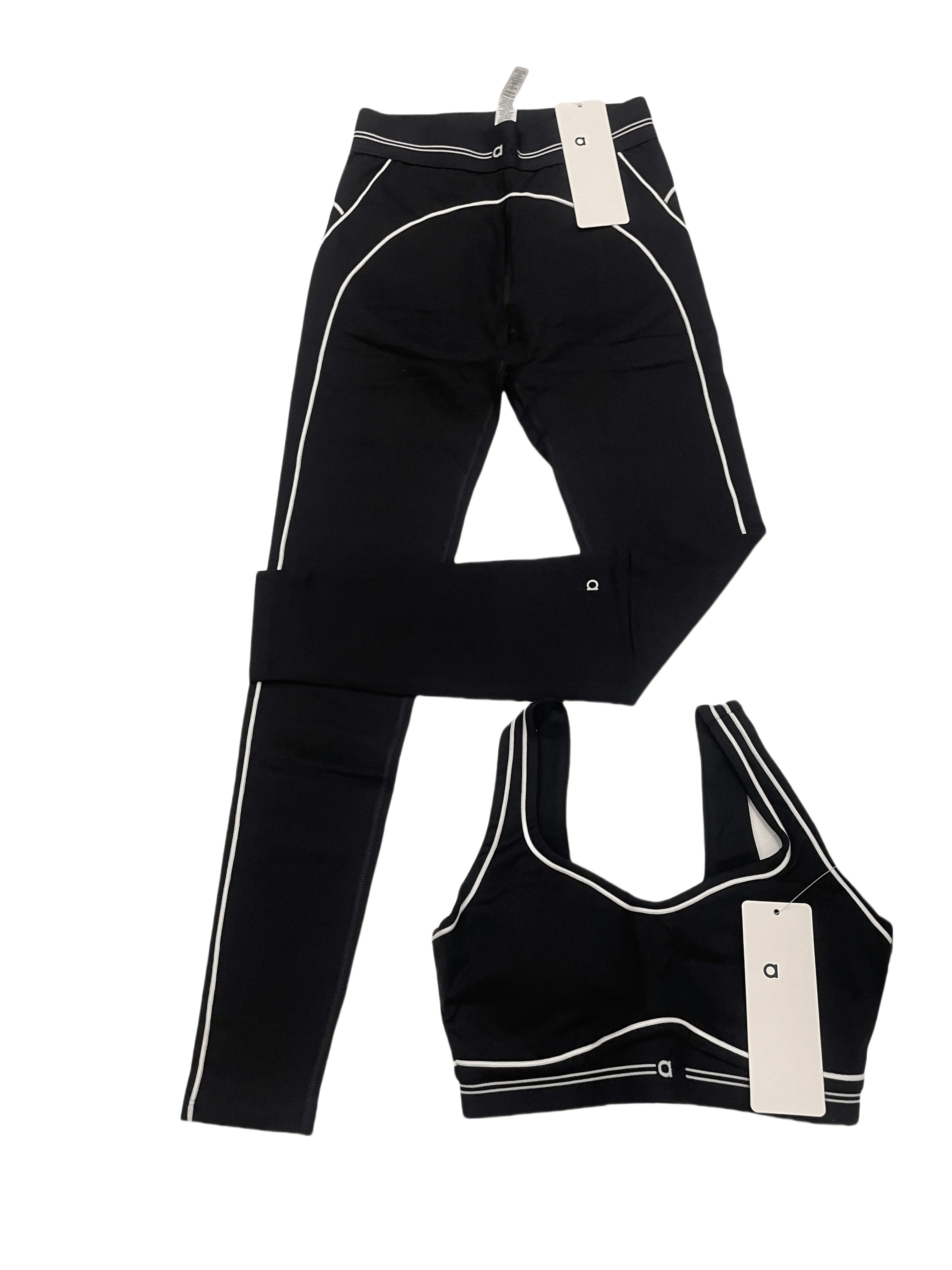 New Yoga Sets Sports Heart Throb Bra+Leggings High End White Striped Dance Yoga Outfits Summer Women's Running Fitness Gym Pilates Muse Alosets Suit