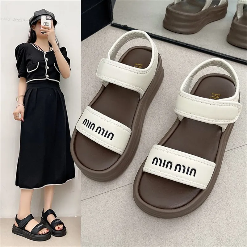 free shipping designer Sandals for woman summer breathable casual classic black beach shoes