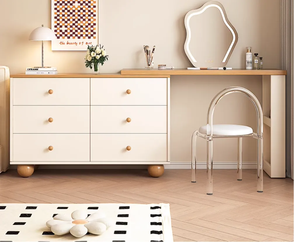 Modern Vanity Desk: Cream Wood Solid Wood Makeup... From Creators_home,  $622.55 | DHgate.Com
