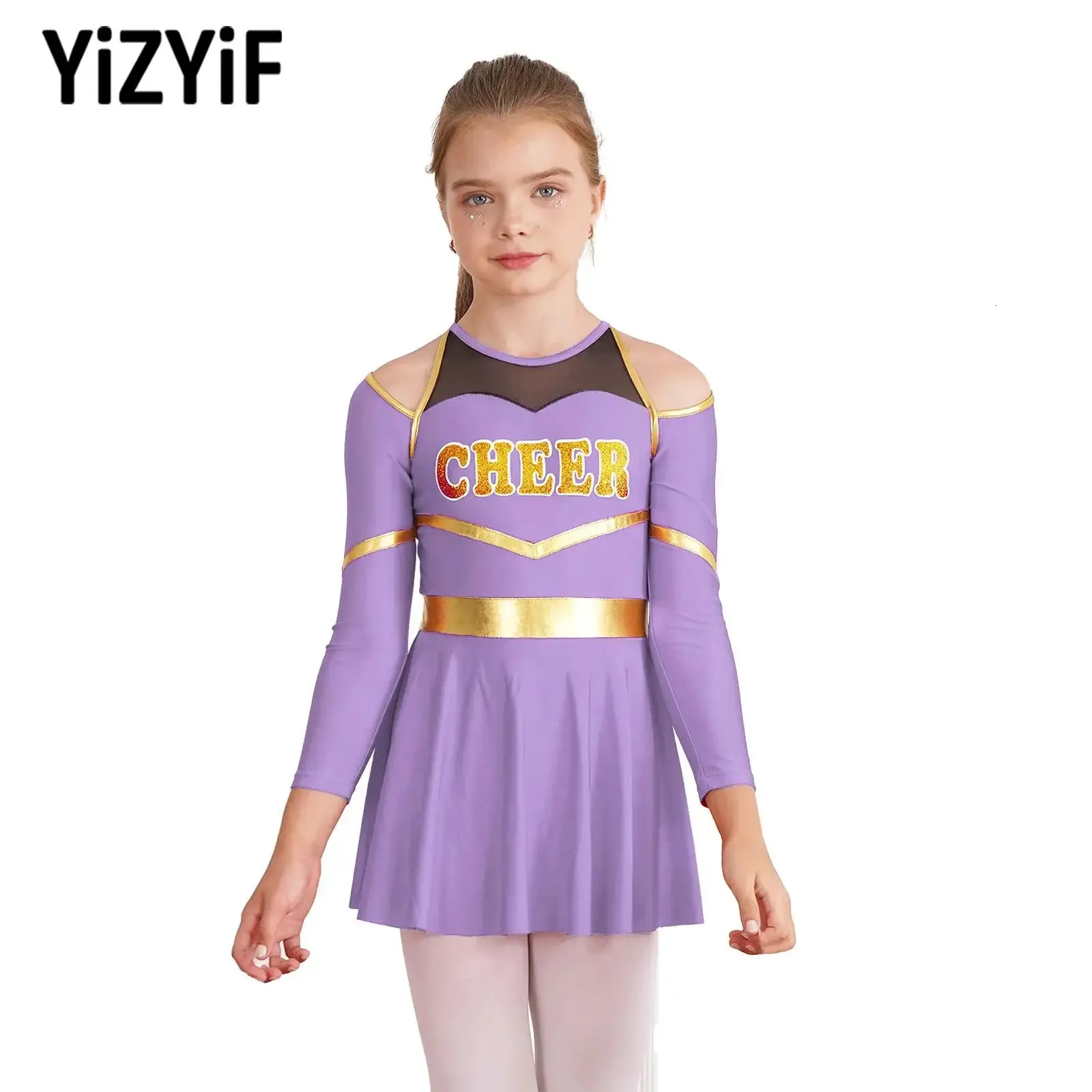 open lace back dress Girls Black Cheerleader Costume