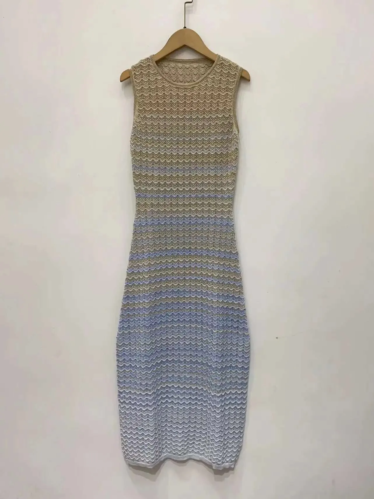 Women Gradient Wave Pattern Knit Dress Hollow Out... From $37.17 | DHgate