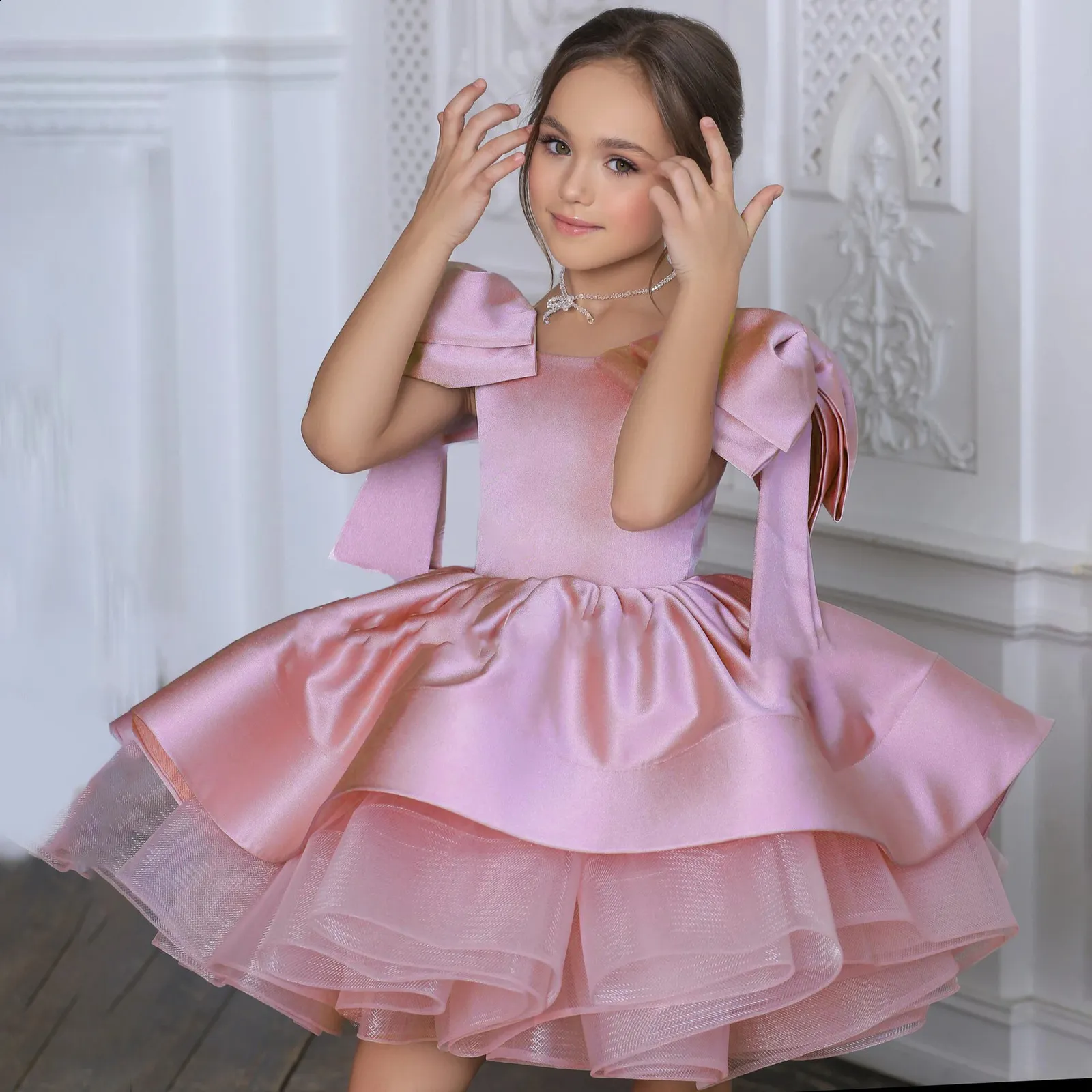 Bow Bridesmaid Girls Satin Dress with TAT TuTu Decoration for Party and Wedding  Gown from Dhgate Girl's Dresses - price 54.91