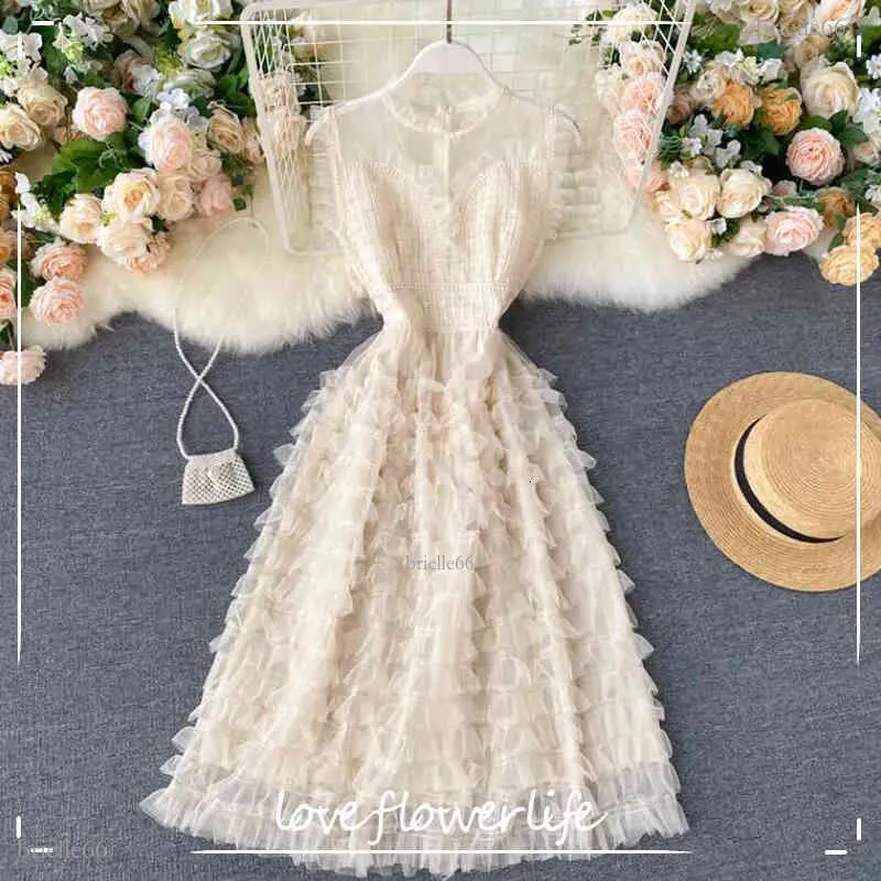 Elegant Summer Dress Women Sleeveless O Neck Mesh A Line Ruffle Midi Dress  Solid Color Casual Vestidos From Brielle66, $38.24 In Bulk | DHgate.Com