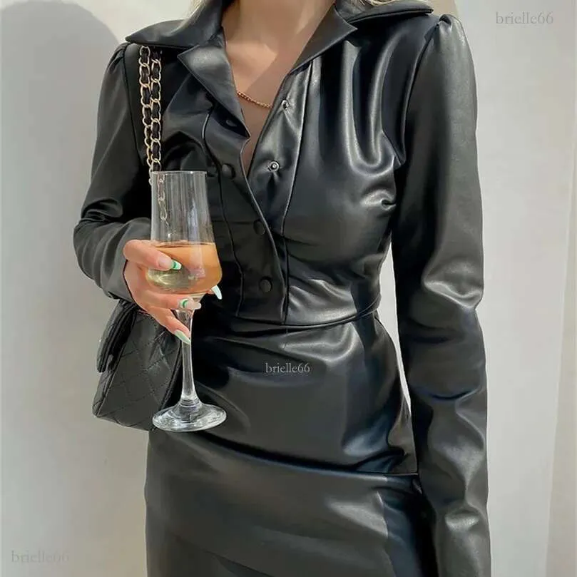 i feel chic faux leather shirt dress Cream and Black Faux Leather Buttoned Mini Dress main image 0