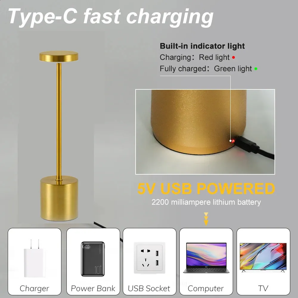 Lámparas De Ma LED Inalámbricas Táctil, Lámpara De Critorio Recargable, 3 Color, Mita De Noche Ajustable, Luz Ambiental Creativa, Barra, Decoración De Habitación - AliExprs