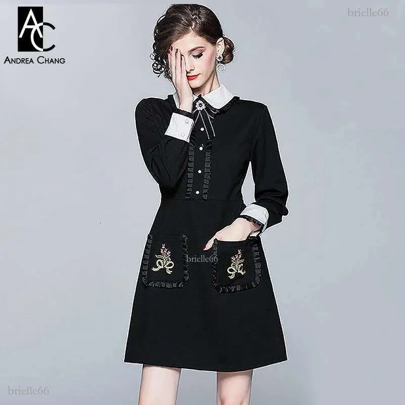 knee length dresses for ladies SSYS The Everly Scallop Trim Puff Sleeve Shift Dress In Red Plaid