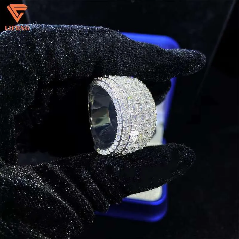 Anello Lifeng con moissnaite VVS di alta qualità e diamanti, impreziosito da diamanti._voghion.com