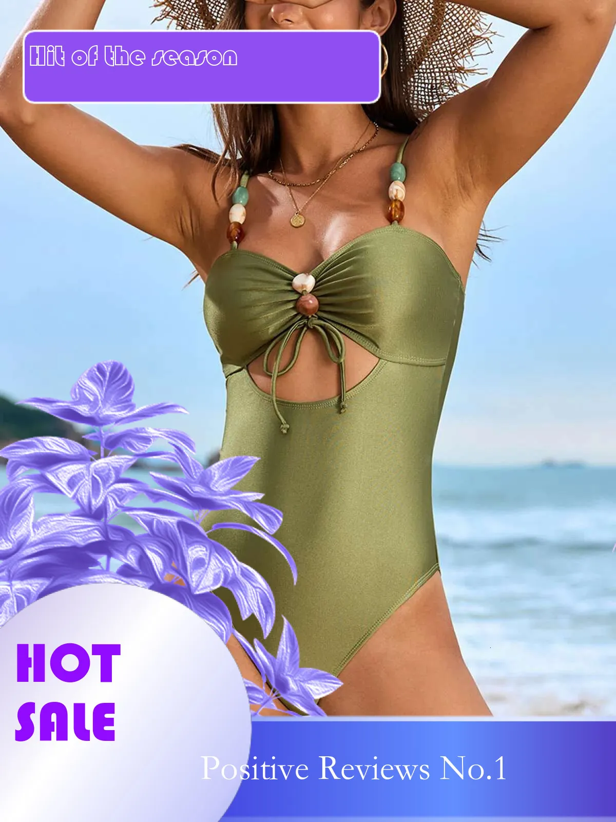 Thong One Piece Swimsuits: Green Hollow Out Beaded... From Dongdumaoyi,  $19.9 | DHgate.Com