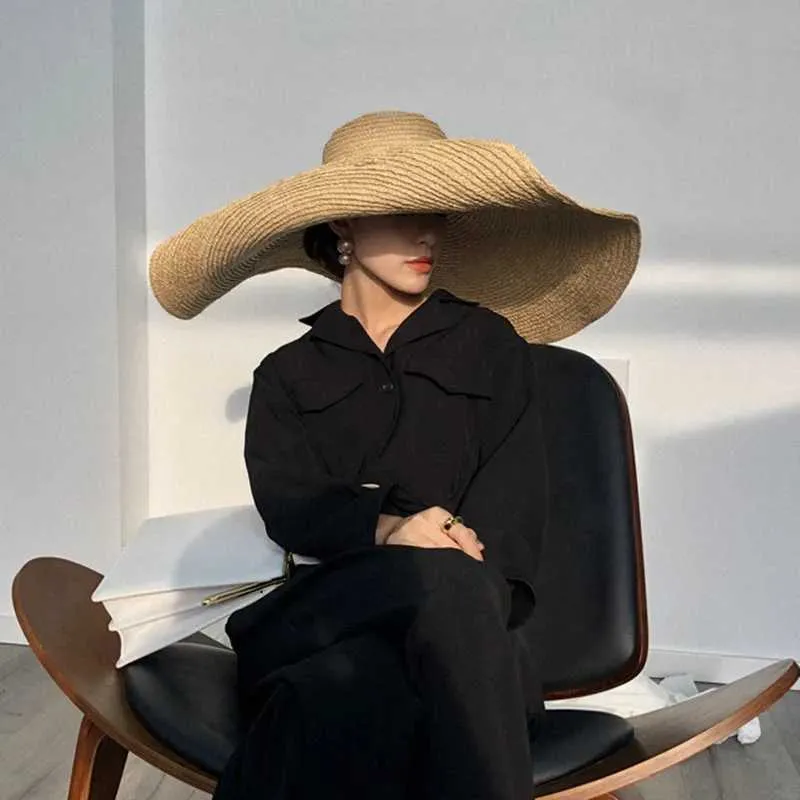 Wide Brim Sun Hat UV Protection Floppy Cap Foldable Oversized Beach Cheers.US Womens Big Bowknot Straw Hat Large Floppy Foldable  main image 4
