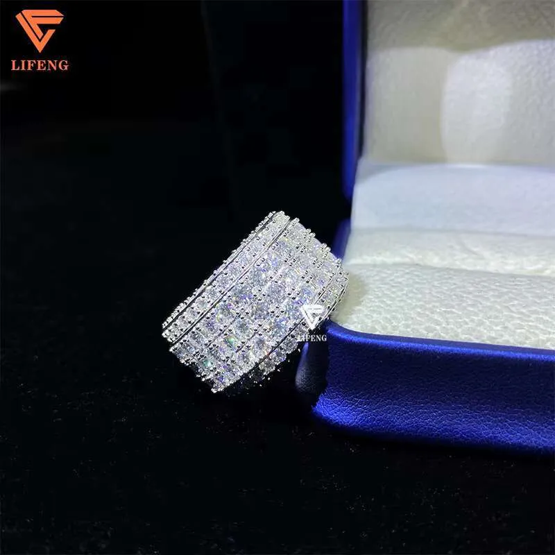Anello Lifeng con moissnaite VVS di alta qualità e diamanti, impreziosito da diamanti._voghion.com