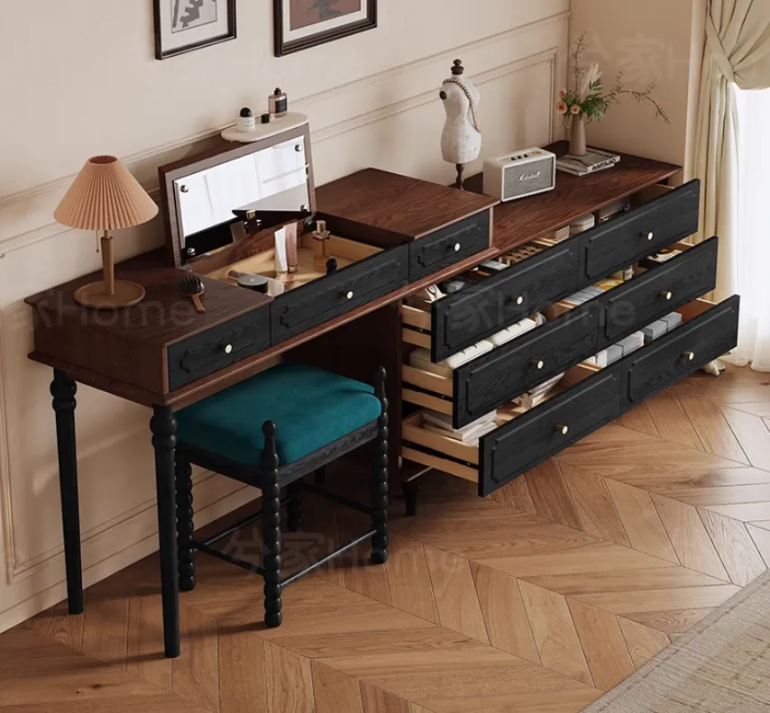 dresser vanity combo Multi-Functional Desk/Dresser Set with Flip-Top Mirror and Lights Brown for Home Decor it effortlessly complements any room Multifunctional dresser drawer combo cabinet