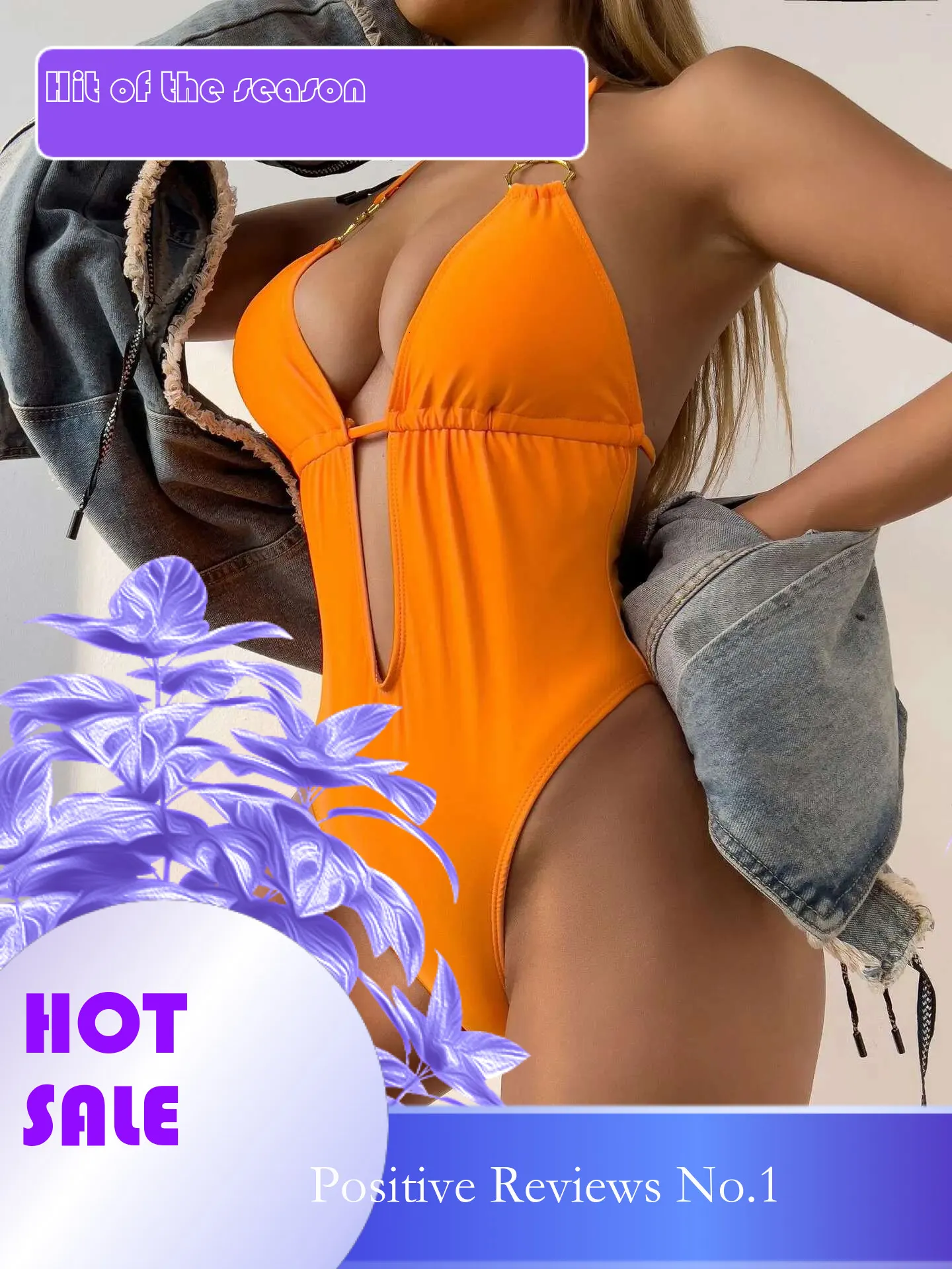 Sexy One Piece Swimsuit Orange Deep V Neck Monokini... From Dongdumaoyi,  $15.98 | DHgate.Com
