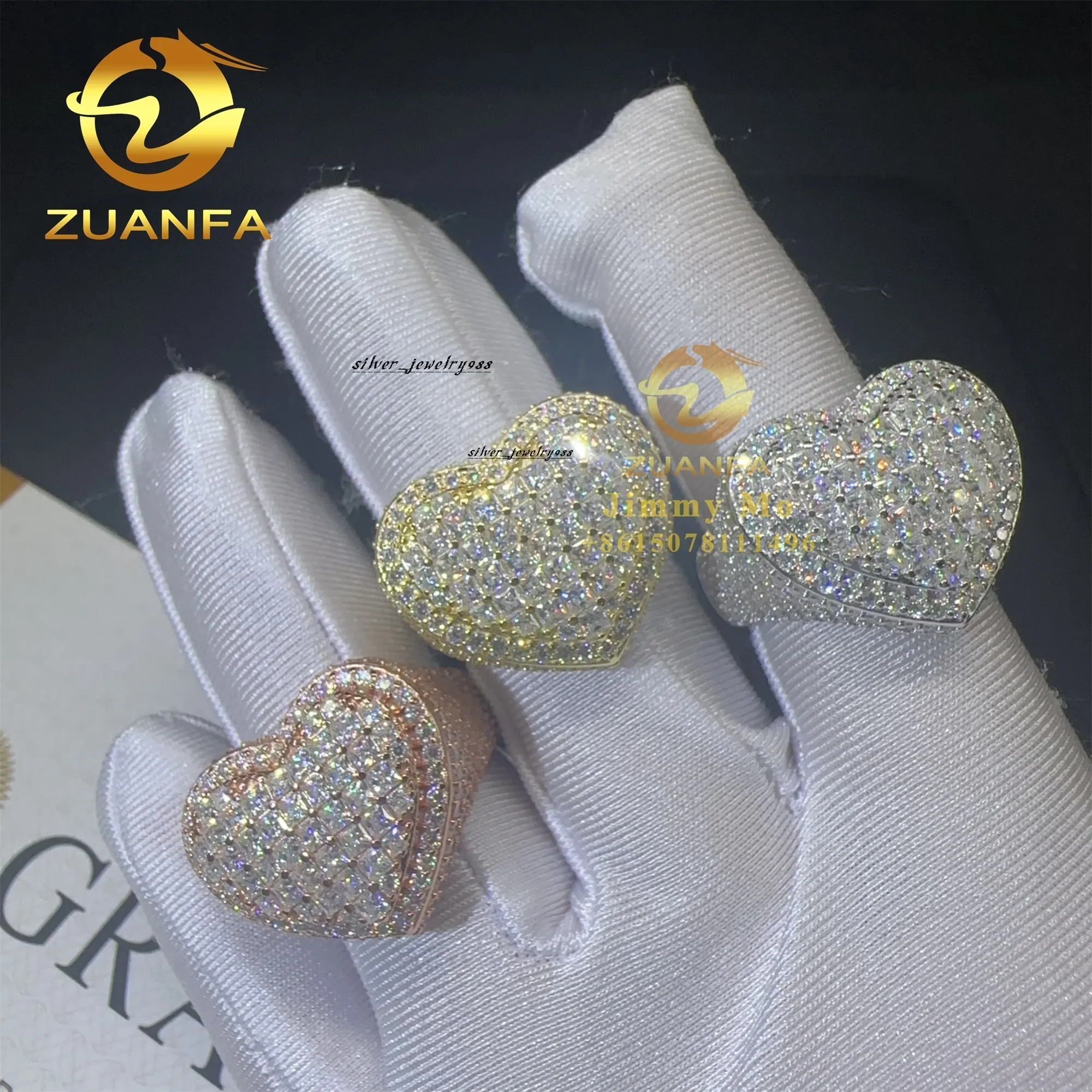 Heart Shape Ring For Men, Pass Diamond Tester, With Baguette