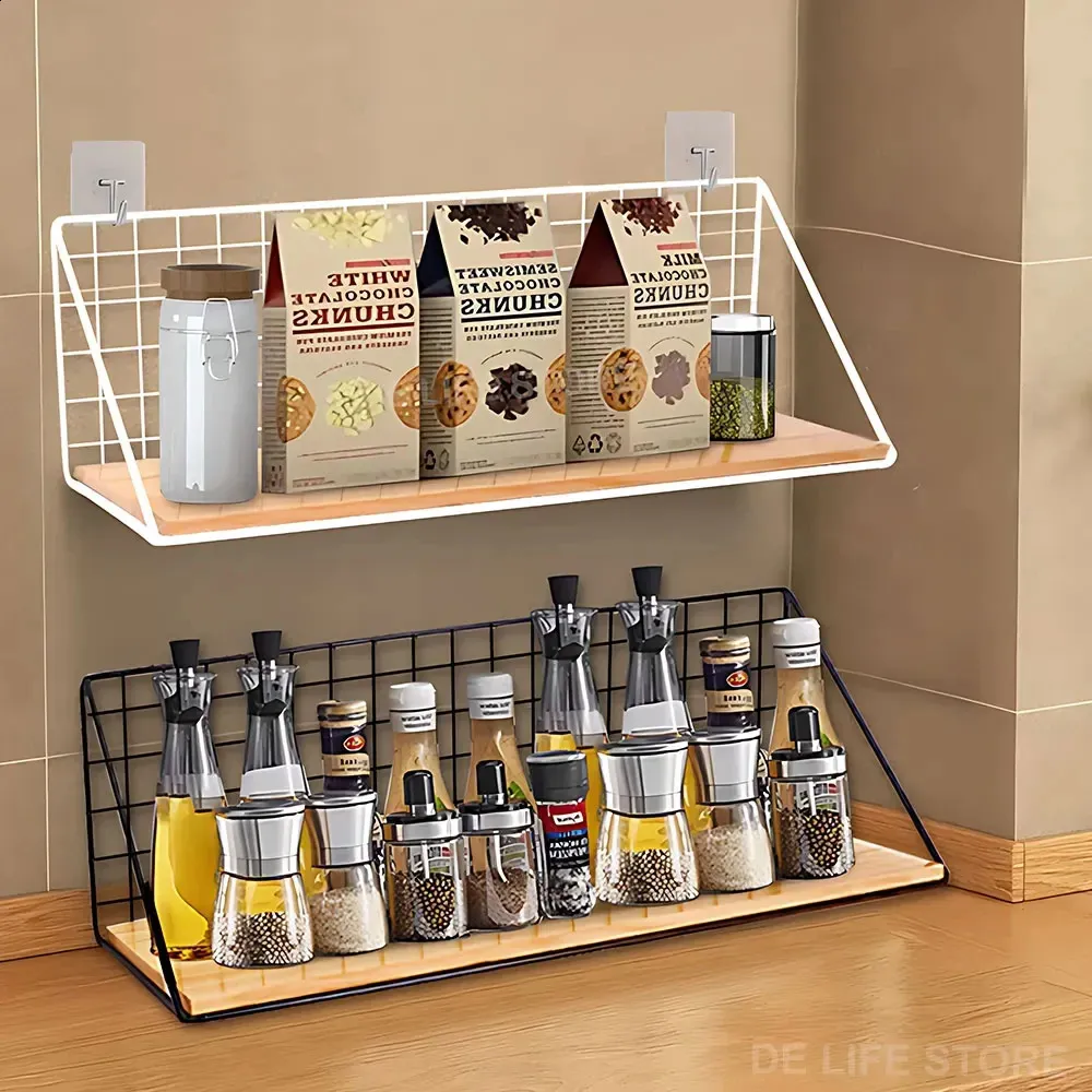 Side Spice Rack Wall Mounted Wooden Fridge Side Spice Rack For Kitchen Organization And ...