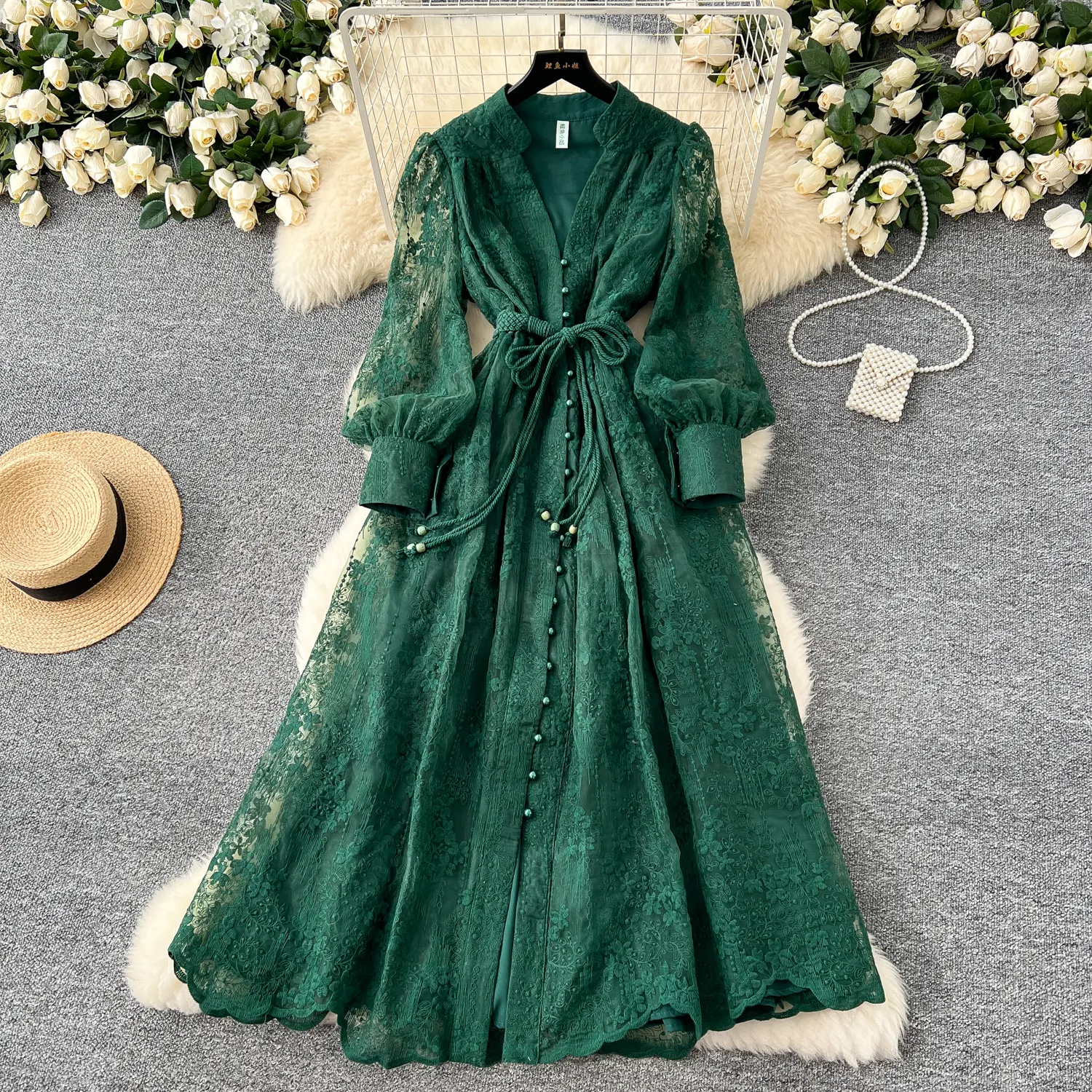 Lace Evening Dress Satin Ankle-Length A-Line Dress with Lantern Sleeves and  Paisley Pattern for Summer from Dhgate Basic & Casual Dresses - price 37.19