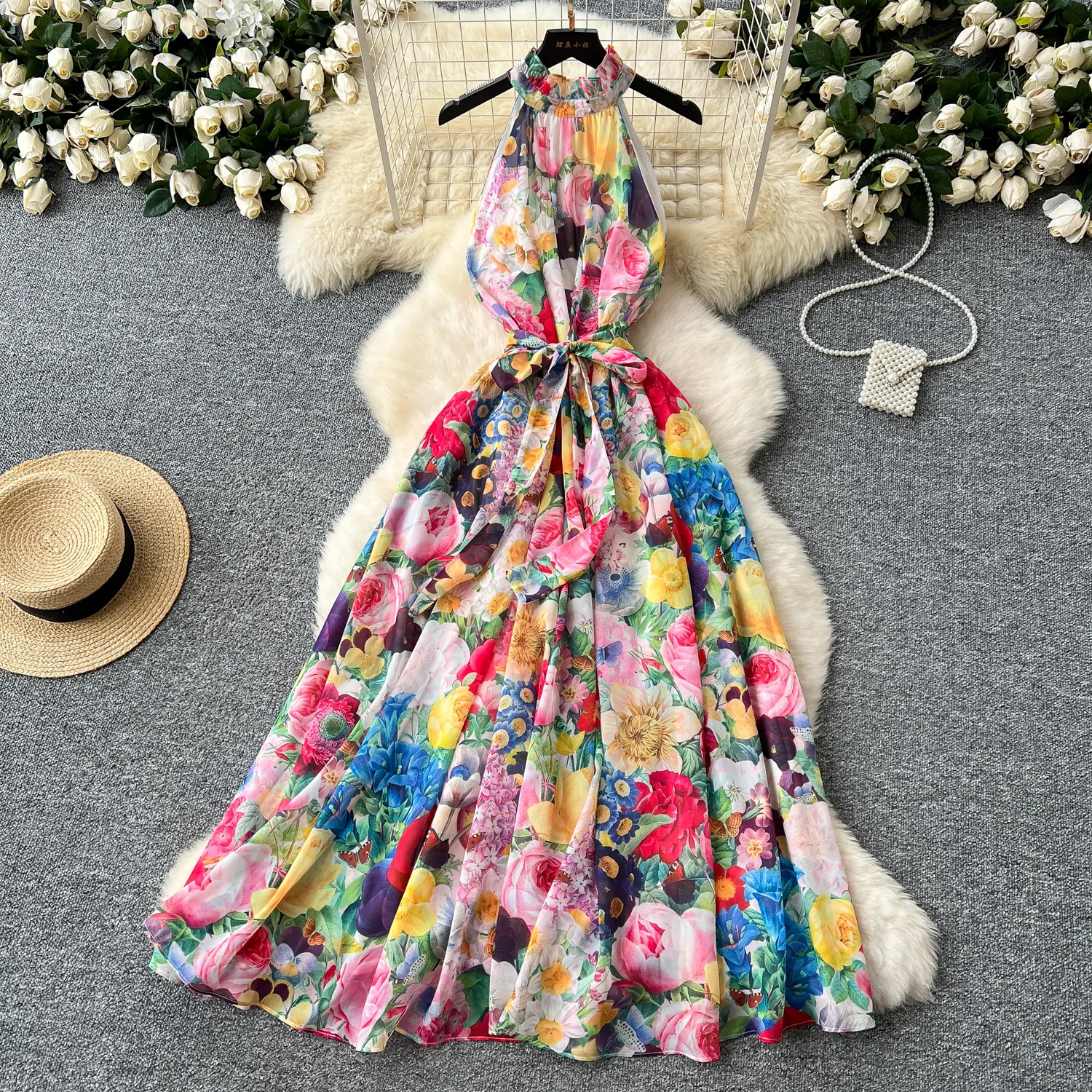 chinese dress ladies WNEEDU 2026 Travel Summer Dress Flowy Boho Casual Maxi Sundress with Pocket  Soft Beach Vacation Hawaiian Outfit,Black,S at Amazon Women's Clothing store