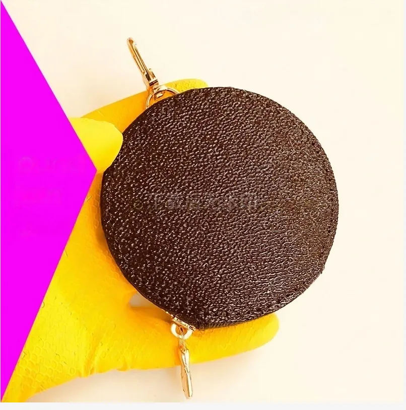 Brown Canvas Round Coin Purse Mini Zipper Wallet For Women Card