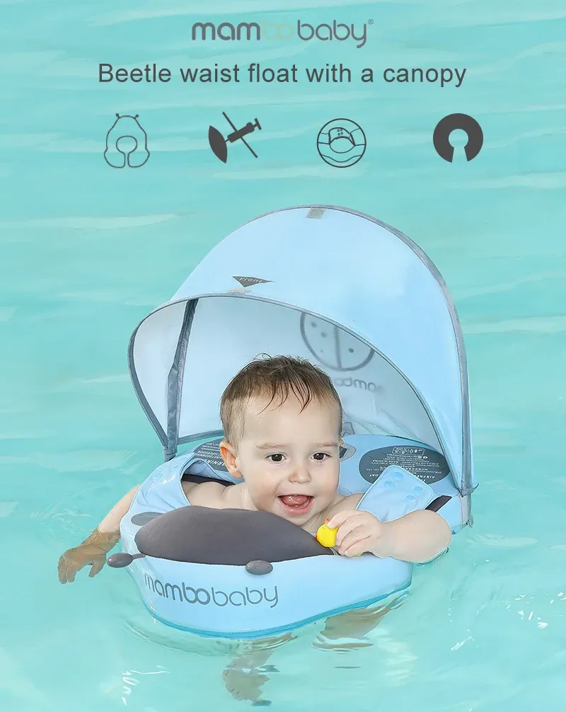 Non Inflatable Baby Pool Float Baby Swimming Float with Sunshade - Non-Inflatable Infant Pool Float ...